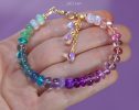 - Solid Gold 14K Multi Gemstone Bracelet with Moonstones and Opals