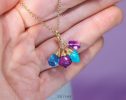 - Solid Gold 14K Multi Gemstone Charm with a Lobster Clasp