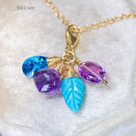 The Mermaid's Kiss Charm - Solid Gold 14K Multi Gemstone Charm with a Lobster Clasp