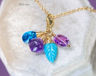 - Solid Gold 14K Multi Gemstone Charm with a Lobster Clasp