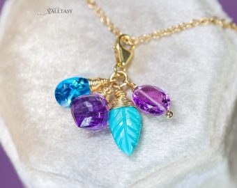 - Solid Gold 14K Multi Gemstone Charm with a Lobster Clasp