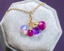 - Solid Gold 14K Multi Gemstone Charm with a Lobster Clasp