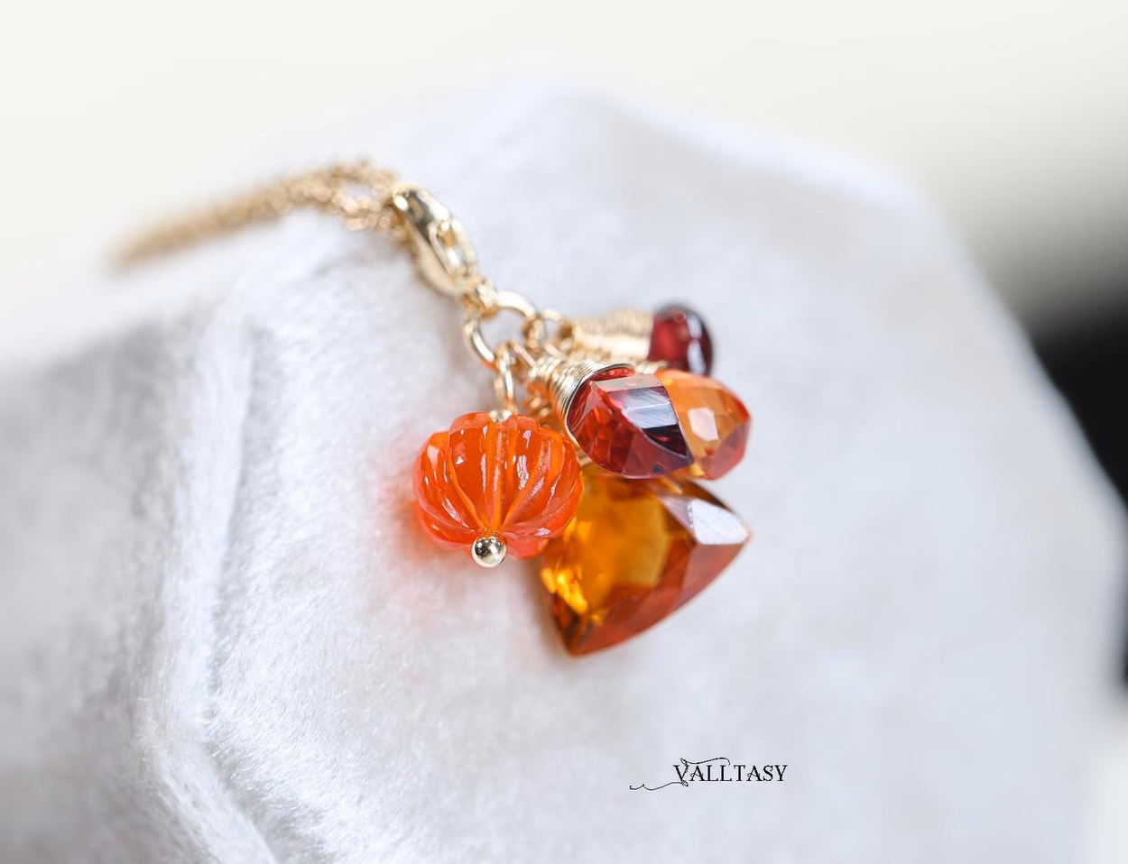 - Solid Gold 14K Multi Gemstone Charm with a Lobster Clasp, Fall Inspired Charm