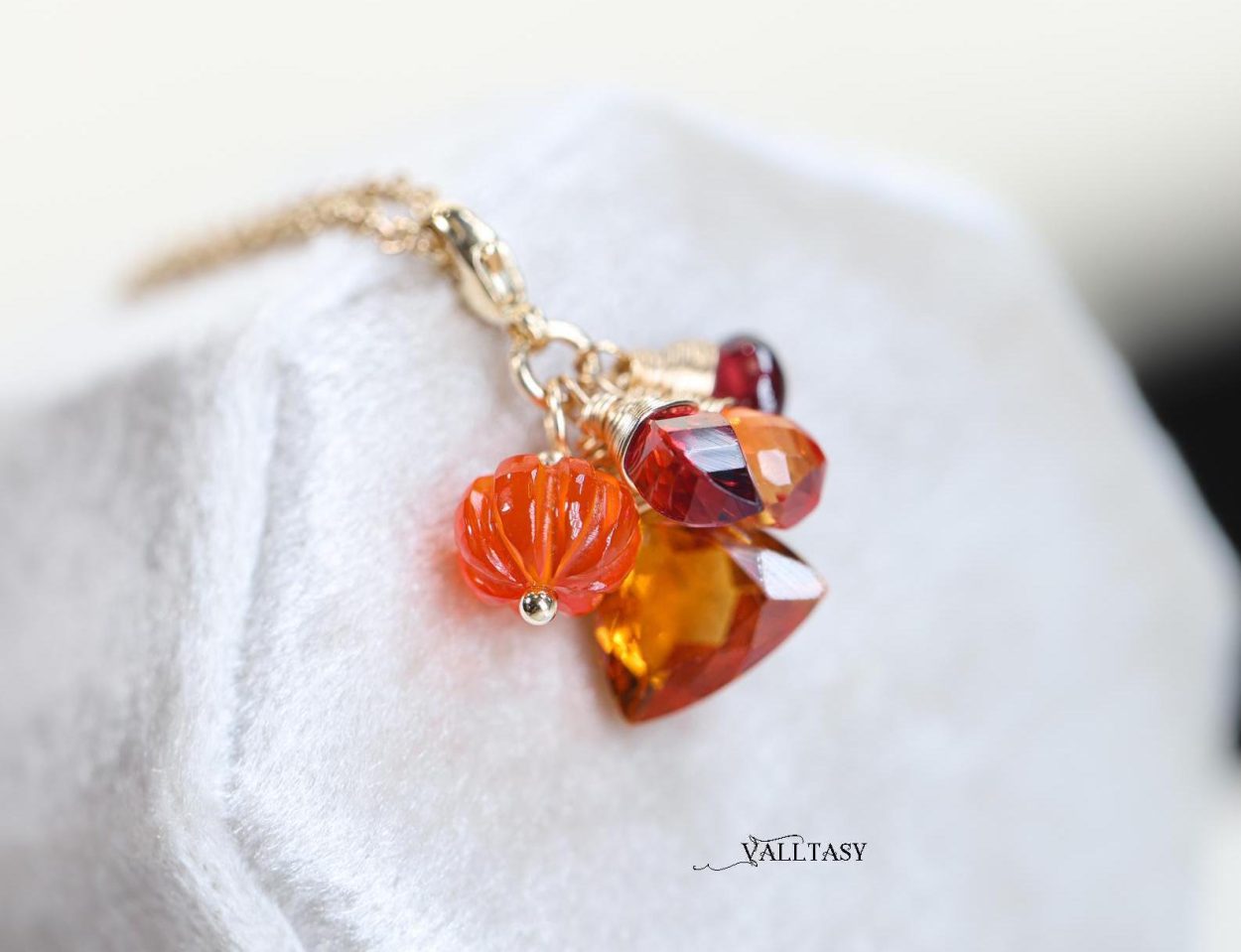 - Solid Gold 14K Multi Gemstone Charm with a Lobster Clasp, Fall Inspired Charm