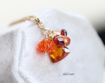 - Solid Gold 14K Multi Gemstone Charm with a Lobster Clasp, Fall Inspired Charm