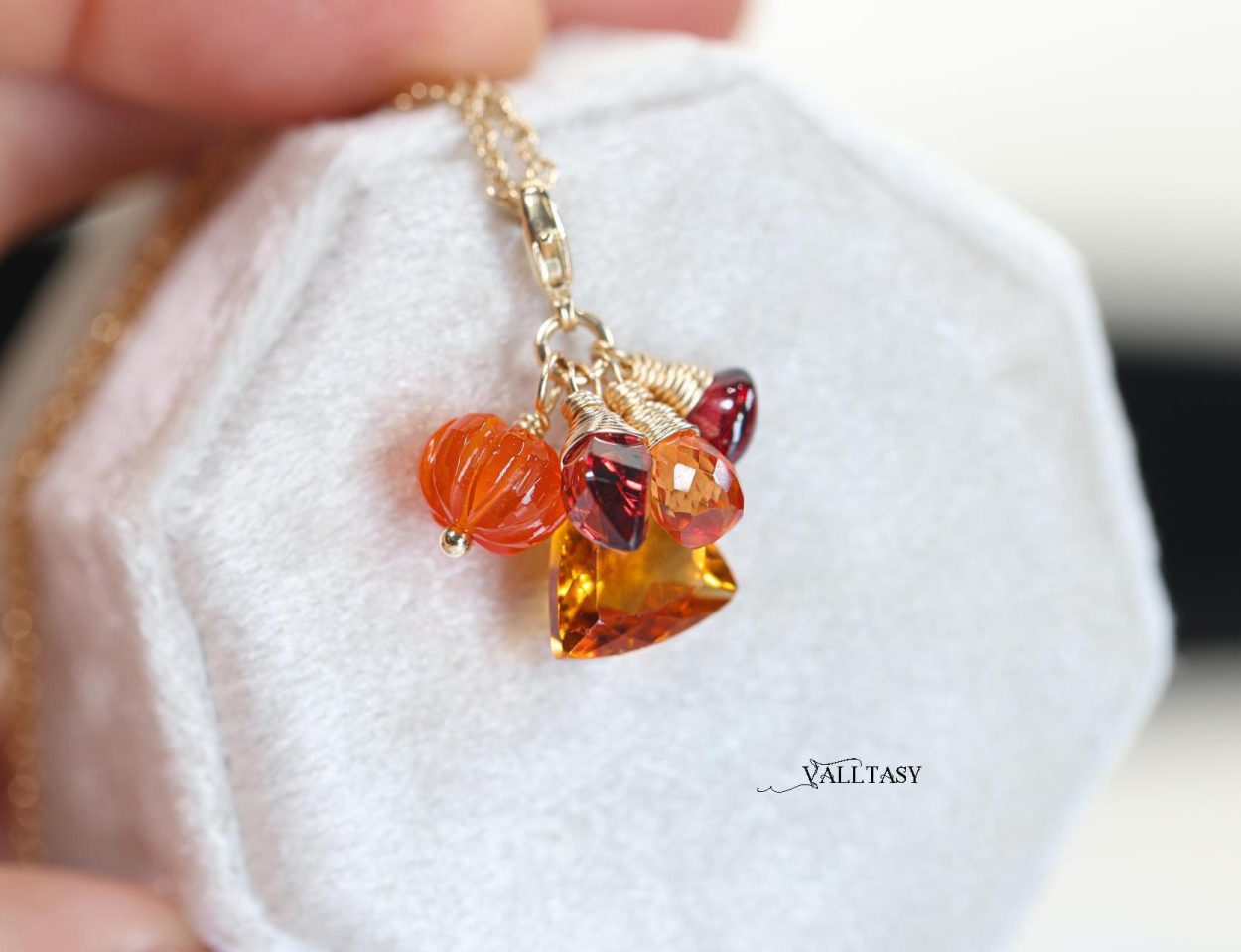 - Solid Gold 14K Multi Gemstone Charm with a Lobster Clasp, Fall Inspired Charm