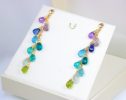 - Solid Gold 14K Multi Gemstone Colorful Rainbow Earrings