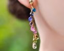 - Solid Gold 14K Multi Gemstone Colorful Rainbow Necklace