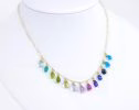 - Solid Gold 14K Multi Gemstone Colorful Rainbow Necklace