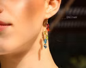 - Solid Gold 14K Multi Gemstone Earrings, Colorful Precious Rainbow Earrings, One of a Kind