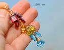 - Solid Gold 14K Multi Gemstone Earrings, Colorful Precious Rainbow Earrings, One of a Kind