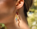 - Solid Gold 14K Multi Gemstone Earrings, Colorful Precious Rainbow Earrings, One of a Kind