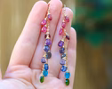 - Solid Gold 14K Multi Gemstone Earrings Wire Wrapped, Colorful Precious Earrings