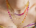 - Solid Gold 14K Multi Gemstone Necklace Wire Wrapped in Gold, Gemmy Necklace