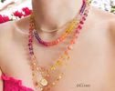 - Solid Gold 14K Multi Gemstone Necklace Wire Wrapped in Gold, Gemmy Necklace