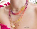- Solid Gold 14K Multi Gemstone Necklace Wire Wrapped in Gold, Gemmy Necklace
