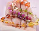 - Solid Gold 14K Multi Gemstone Necklace Wire Wrapped in Gold, Gemmy Necklace, Colorful Multi Stone Fancy Shaped Necklace