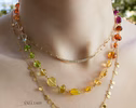 - Solid Gold 14K Multi Gemstone Necklace Wire Wrapped in Gold, Gemmy Necklace, Colorful Multi Stone Fancy Shaped Necklace