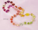 - Solid Gold 14K Multi Gemstone Necklace Wire Wrapped in Gold, Gemmy Necklace, Colorful Multi Stone Fancy Shaped Necklace