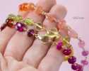 - Solid Gold 14K Multi Gemstone Necklace Wire Wrapped in Gold, Gemmy Necklace, Colorful Multi Stone Fancy Shaped Necklace