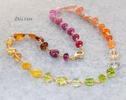 - Solid Gold 14K Multi Gemstone Necklace Wire Wrapped in Gold, Gemmy Necklace, Colorful Multi Stone Fancy Shaped Necklace