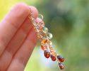 - Solid Gold 14K Multi Gemstone Orange Red Drop Colorful Earrings