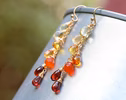 - Solid Gold 14K Multi Gemstone Orange Red Drop Colorful Earrings