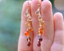 - Solid Gold 14K Multi Gemstone Orange Red Drop Colorful Earrings