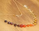 - Solid Gold 14K Multi Gemstone Orange Red Drop Necklace, Semi Precious Colorful Necklace
