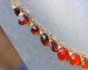 - Solid Gold 14K Multi Gemstone Orange Red Drop Necklace, Semi Precious Colorful Necklace