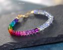 - Solid Gold 14K Multi Gemstone Rainbow Moonstone Bracelet, Moonstone and Rainbow Beaded Bracelet