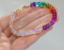 - Solid Gold 14K Multi Gemstone Rainbow Moonstone Bracelet, Moonstone and Rainbow Beaded Bracelet