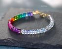 - Solid Gold 14K Multi Gemstone Rainbow Moonstone Bracelet, Moonstone and Rainbow Beaded Bracelet