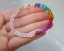 - Solid Gold 14K Multi Gemstone Rainbow Moonstone Bracelet, Moonstone and Rainbow Beaded Bracelet