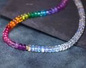 - Solid Gold 14K Multi Gemstone Rainbow Moonstone Necklace, Moonstone and Rainbow Beaded Necklace