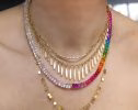 - Solid Gold 14K Multi Gemstone Rainbow Moonstone Necklace, Moonstone and Rainbow Beaded Necklace