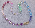 - Solid Gold 14K Pastel Gemstone Necklace Wire Wrapped in Gold, Gemmy Necklace, Colorful Multi Stone Fancy Shaped Necklace