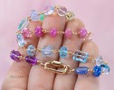 - Solid Gold 14K Pastel Gemstone Necklace Wire Wrapped in Gold, Gemmy Necklace, Colorful Multi Stone Fancy Shaped Necklace