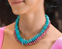 - Solid Gold 14K Peruvian Amazonite and Apatite Necklace, Aqua Blue Gemstone Beaded Necklace