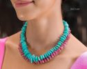 - Solid Gold 14K Peruvian Amazonite and Apatite Necklace, Aqua Blue Gemstone Beaded Necklace