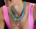 - Solid Gold 14K Peruvian Amazonite and Apatite Necklace, Aqua Blue Gemstone Beaded Necklace