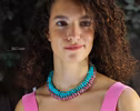 - Solid Gold 14K Peruvian Amazonite and Apatite Necklace, Aqua Blue Gemstone Beaded Necklace