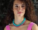 - Solid Gold 14K Peruvian Amazonite and Apatite Necklace, Aqua Blue Gemstone Beaded Necklace