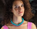 - Solid Gold 14K Peruvian Amazonite and Apatite Necklace, Aqua Blue Gemstone Beaded Necklace