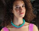 - Solid Gold 14K Peruvian Amazonite and Apatite Necklace, Aqua Blue Gemstone Beaded Necklace