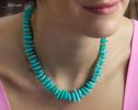 - Solid Gold 14K Peruvian Amazonite and Apatite Necklace, Aqua Blue Gemstone Beaded Necklace