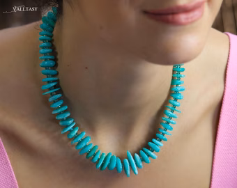 - Solid Gold 14K Peruvian Amazonite and Apatite Necklace, Aqua Blue Gemstone Beaded Necklace