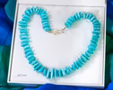 - Solid Gold 14K Peruvian Amazonite and Apatite Necklace, Aqua Blue Gemstone Beaded Necklace