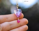 - Solid Gold 14K Pink Amethyst and Pink Ruby Pendant without a Chain, Unique Ruby Charm Design