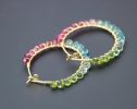 - Solid Gold 14K Pink Green and Blue Tourmaline Earrings Wire Wrapped Gemstone Hoop Earrings